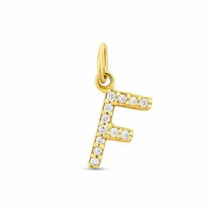 Pandantiv din aur 14K Letter F with diamonds imagine