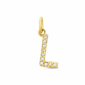 Pandantiv din aur 14K Letter L with diamonds imagine