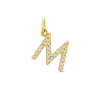 Pandantiv din aur 14K Letter M with diamonds imagine