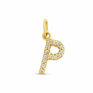 Pandantiv din aur 14K Letter P with diamonds imagine