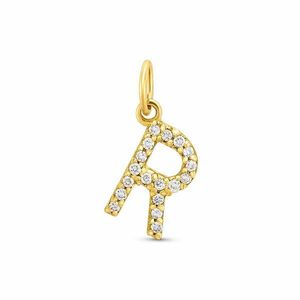 Pandantiv din aur 14K Letter R with diamonds imagine