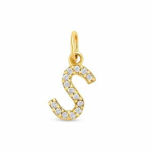 Pandantiv din aur 14K Letter S with diamonds imagine