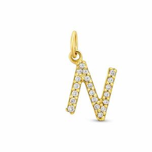 Pandantiv din aur 14K Letter N with diamonds imagine