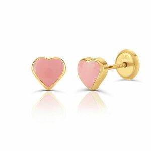 Cercei din aur 14K pentru copii Pink Hearts imagine