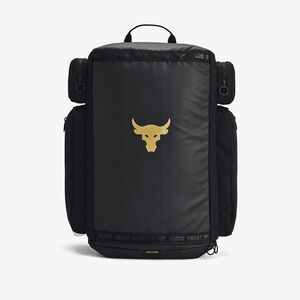 Rucsac Under Armour Project Rock Duffle Backpack Black/ Black/ Metallic Gold imagine