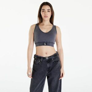 Top Calvin Klein Jeans Label Washed Rib Crop Top Washed Black imagine