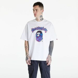 Tricou A BATHING APE Mad Flame Ape Head Relaxed Fit Tee White imagine