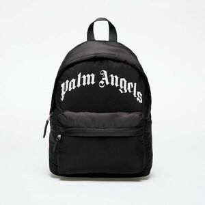 Palm Angels Kids Curved Logo Big Backpack Black/ White imagine