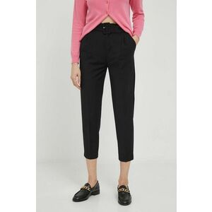 United Colors of Benetton pantaloni femei, culoarea negru, drept, high waist imagine