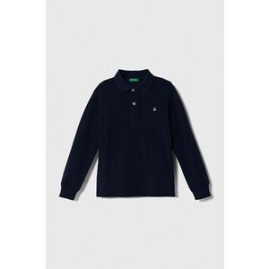 United Colors of Benetton longsleeve din bumbac pentru copii culoarea albastru marin, melanj imagine