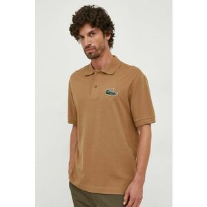 Lacoste polo de bumbac culoarea bej, cu imprimeu imagine