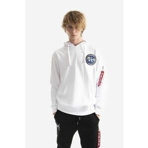 Alpha Industries bluză bărbați, culoarea alb, cu glugă, cu imprimeu 106338.09-white imagine