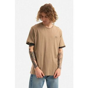 Alpha Industries tricou din bumbac bărbați, culoarea maro, cu imprimeu 106509.408-brown imagine