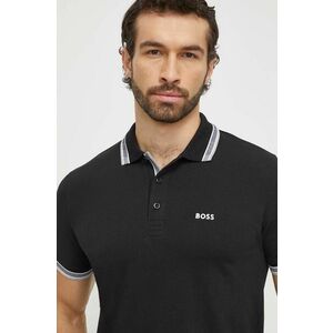 BOSS Green polo de bumbac culoarea negru, neted, 50469055 imagine