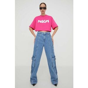 MSGM tricou din bumbac femei, culoarea roz 3641MDM100.247002 imagine