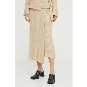 By Malene Birger fusta de lana culoarea bej, midi, drept imagine