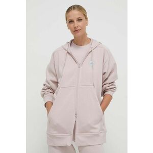 adidas by Stella McCartney bluză trening culoarea roz, cu glugă, uni IU0860 imagine