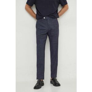 BOSS pantaloni de lână culoarea bleumarin, drept 50515088 imagine