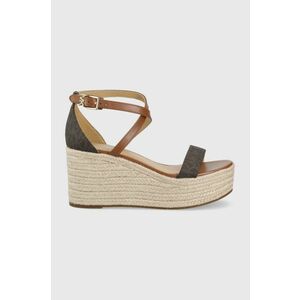 MICHAEL Michael Kors sandale Serena Wedge Espadrille femei, culoarea maro, toc pana imagine