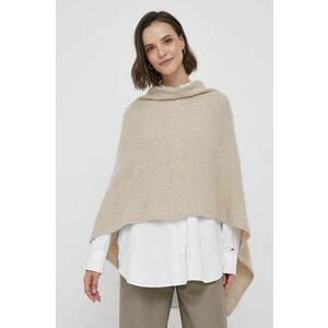 United Colors of Benetton poncho de lana culoarea bej, light imagine