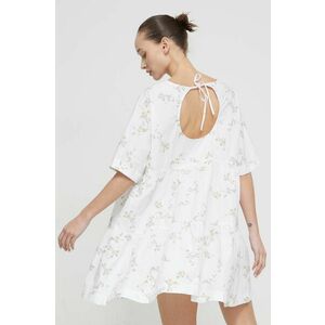 Tommy Jeans rochie din bumbac culoarea bej, mini, evazați DW0DW17948 imagine