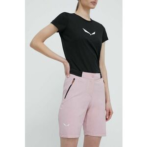 Salewa pantaloni scurți outdoor Pedroc DST culoarea roz, neted, medium waist imagine