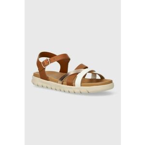 Geox sandale de piele SANDAL SOLEIMA culoarea maro imagine