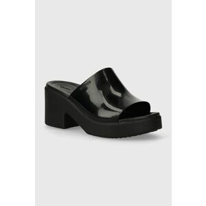 Crocs papuci Brooklyn High Shine Heel Slide femei, culoarea negru, cu platforma, 209709 imagine