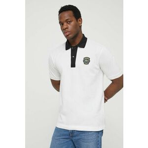 Lacoste polo de bumbac culoarea alb, cu imprimeu imagine