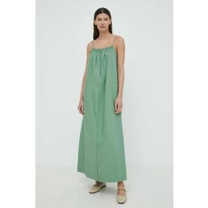 By Malene Birger rochie din bumbac culoarea verde, maxi, evazati imagine