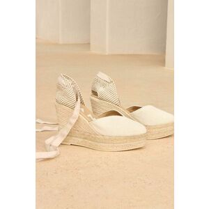 Manebi espadrile La Havana Heart-Shaped Wedge Espadrilles culoarea alb, toc pana, O 7.0 WH imagine