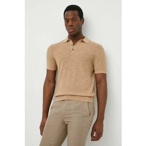 United Colors of Benetton tricou polo din in culoarea maro, neted imagine