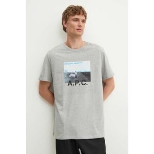 A.P.C. tricou din bumbac culoarea gri, cu imprimeu COEMV.H26058-GREY imagine