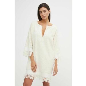 OAS rochie din bumbac culoarea bej, mini, oversize imagine