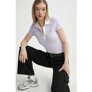 Tommy Jeans tricou polo femei, culoarea violet, DW0DW17225 imagine