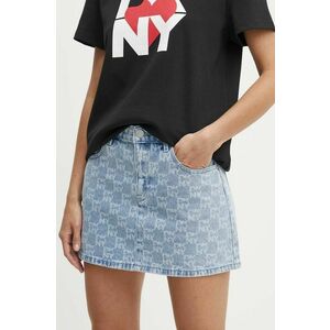 Dkny fusta jeans HEART OF NY mini, evazati, D2B4A114 imagine