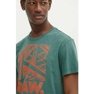 G-Star Raw Tricou din bumbac culoarea verde, cu imprimeu imagine