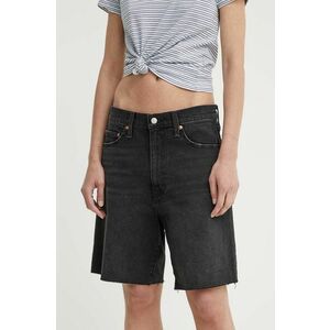 Levi's pantaloni scurti jeans BERMUDA SHORT femei, culoarea negru, neted, high waist, A8720 imagine