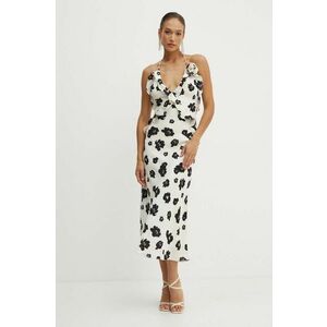 Bardot rochie OLEA culoarea bej, maxi, evazati, 59176DB2 imagine