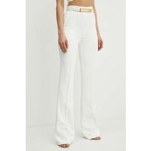 Elisabetta Franchi pantaloni femei, culoarea bej, evazati, high waist, PA03442E2 NORBLIN imagine