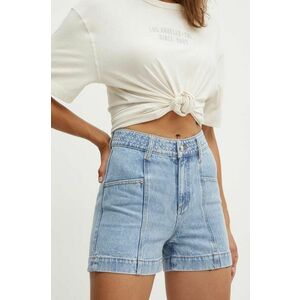 Morgan pantaloni scurti jeans SHAMI femei, neted, high waist, SHAMI imagine