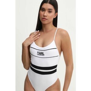 Karl Lagerfeld costum de baie dintr-o bucată BICOLOR culoarea alb, cupa moale, KL22WOP05 imagine