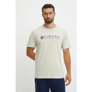 Columbia tricou barbati, culoarea bej, cu imprimeu imagine