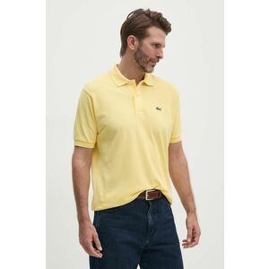 Lacoste polo de bumbac culoarea galben, neted imagine