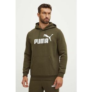 Puma bluza barbati, culoarea verde, cu glugă, cu imprimeu imagine