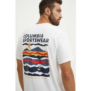 Columbia tricou din bumbac culoarea alb, modelator imagine