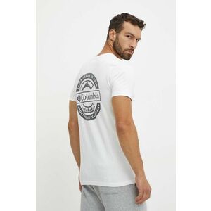 Columbia tricou din bumbac barbati, culoarea alb, cu imprimeu imagine