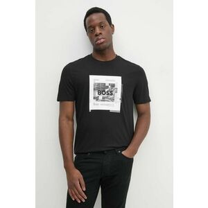 Boss Orange tricou din bumbac barbati, culoarea negru, cu imprimeu, 50522638 imagine