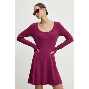 Tommy Jeans rochie culoarea violet, mini, evazati, DW0DW18482 imagine