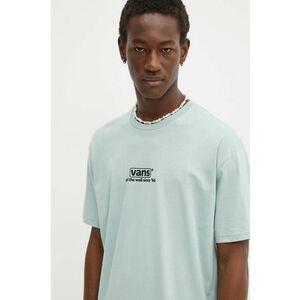 Vans tricou din bumbac barbati, culoarea turcoaz, cu imprimeu, VN000HFFM8I1 imagine